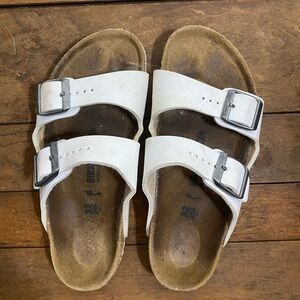 Birkenstock White Double-Buckle Kids Slide Sandals